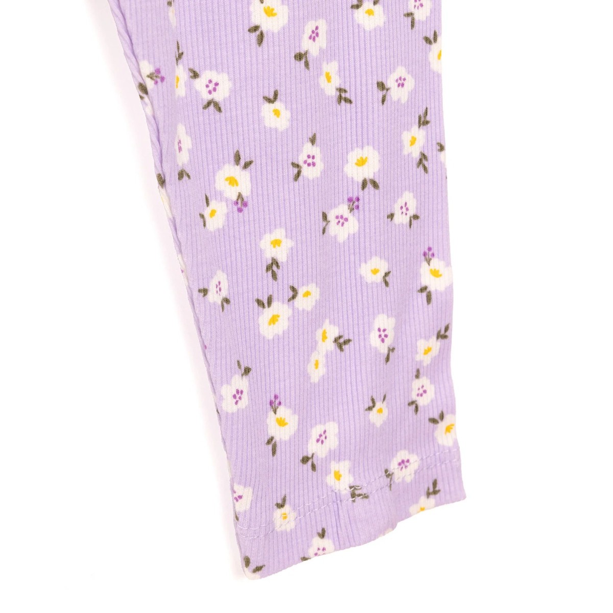 HelloBaby Kız Bebek Pijama Takımı Çiçek Desenli Bisiklet Yaka Reçme Paça Uzun Kol Mor