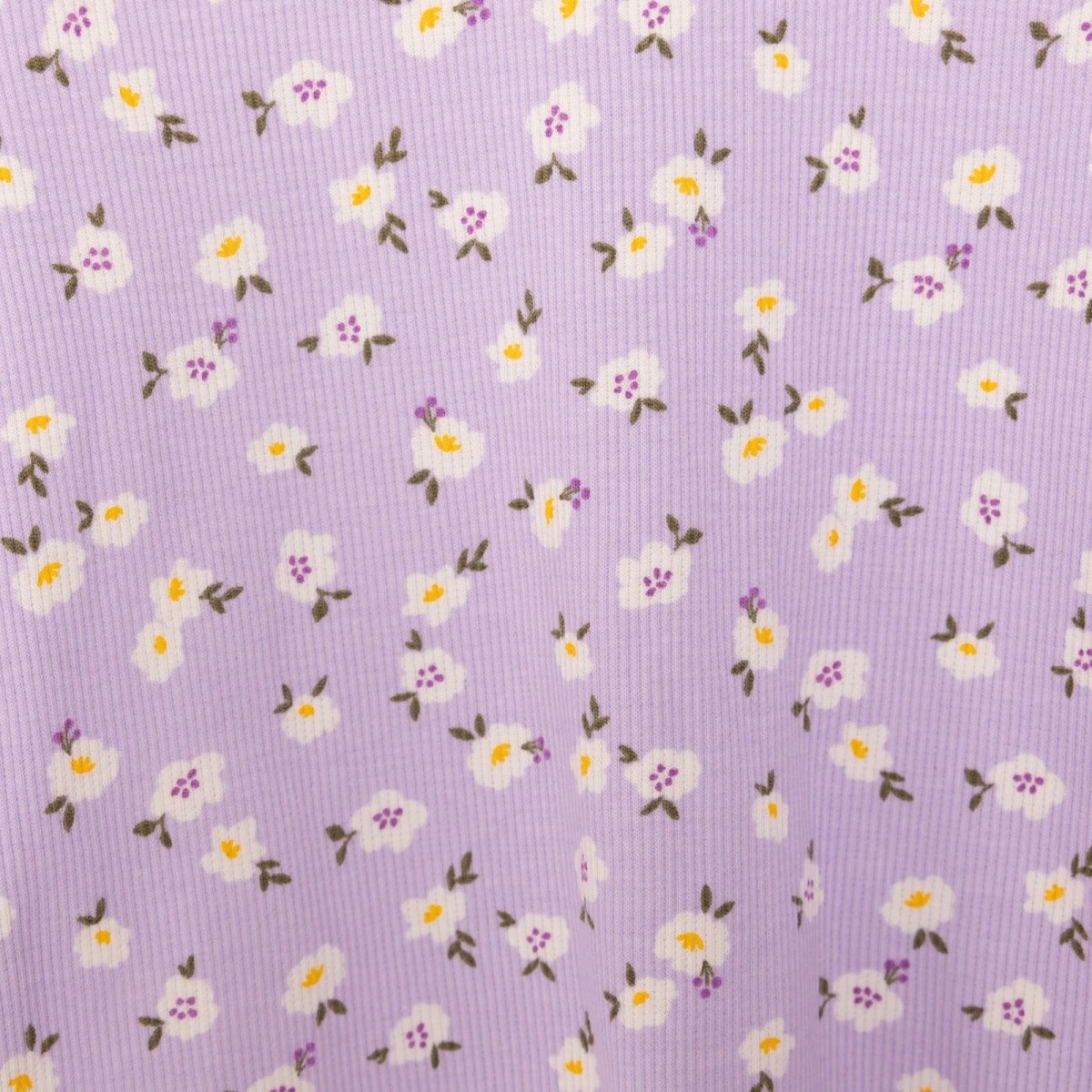 HelloBaby Kız Bebek Pijama Takımı Çiçek Desenli Bisiklet Yaka Reçme Paça Uzun Kol Mor